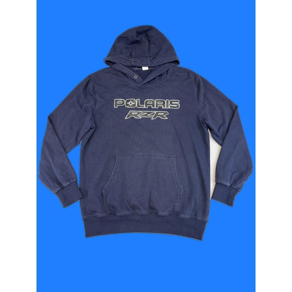 THREE IN Polaris RZR Hoodie XL Navy Blue Cotton Blend Pullover Grunge Full